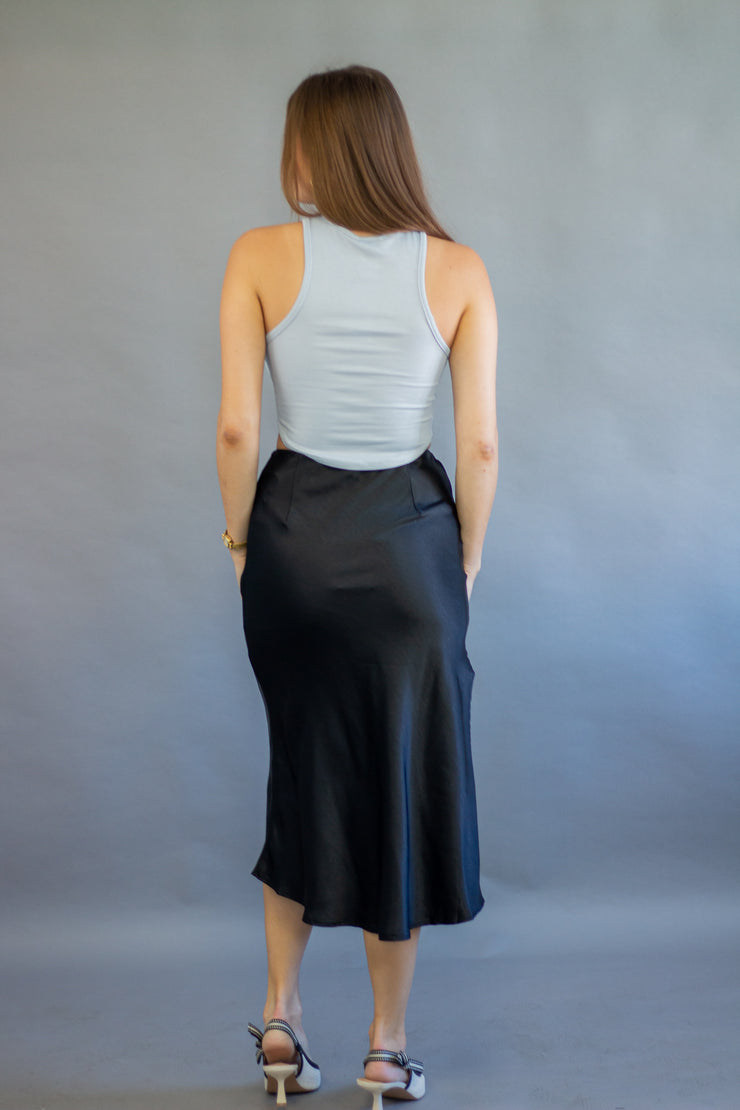Azalea Satin Midi Skirt