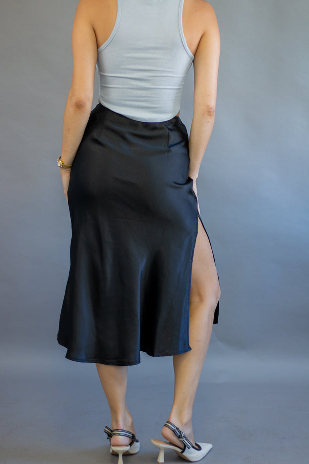 Azalea Satin Midi Skirt