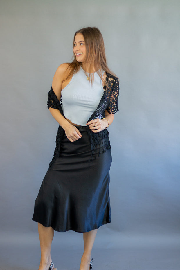 Azalea Satin Midi Skirt