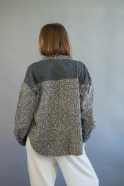 Gina Leopard Colorblock Shacket Black