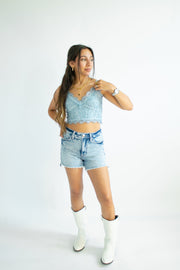 Cristina High Rise Fray Shorts