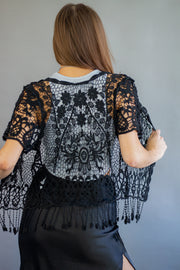 Sarah Crochet Cardigan Black