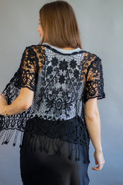 Sarah Crochet Cardigan Black