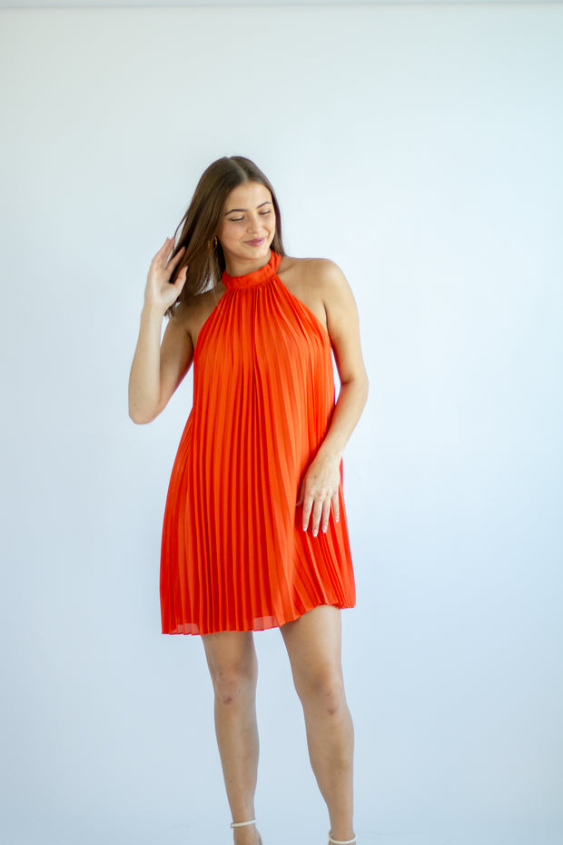Ashlee Pleated Halter Dress
