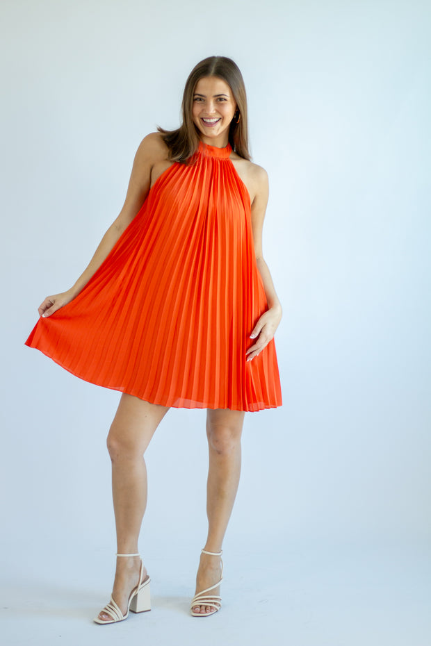 Ashlee Pleated Halter Dress