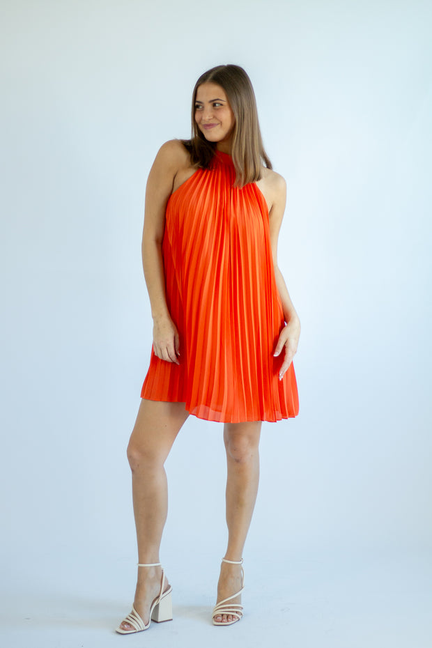 Ashlee Pleated Halter Dress