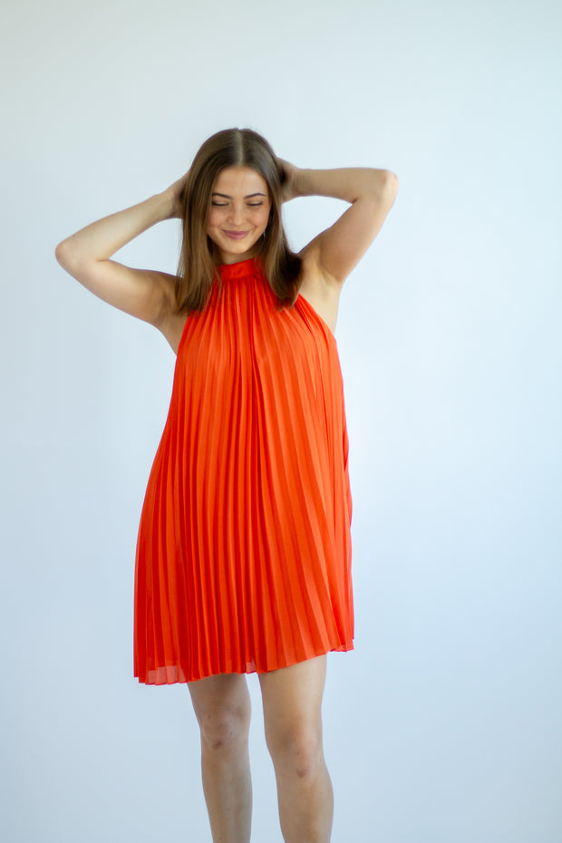 Ashlee Pleated Halter Dress