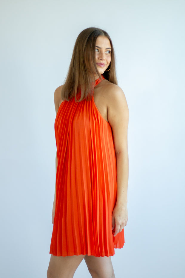 Ashlee Pleated Halter Dress