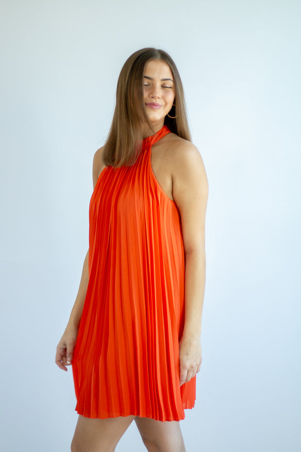 Ashlee Pleated Halter Dress