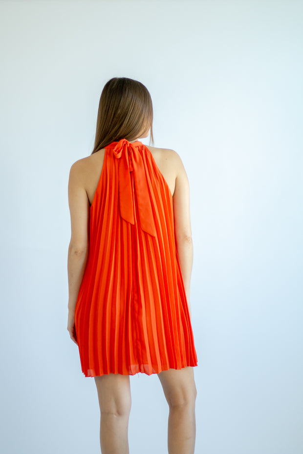 Ashlee Pleated Halter Dress