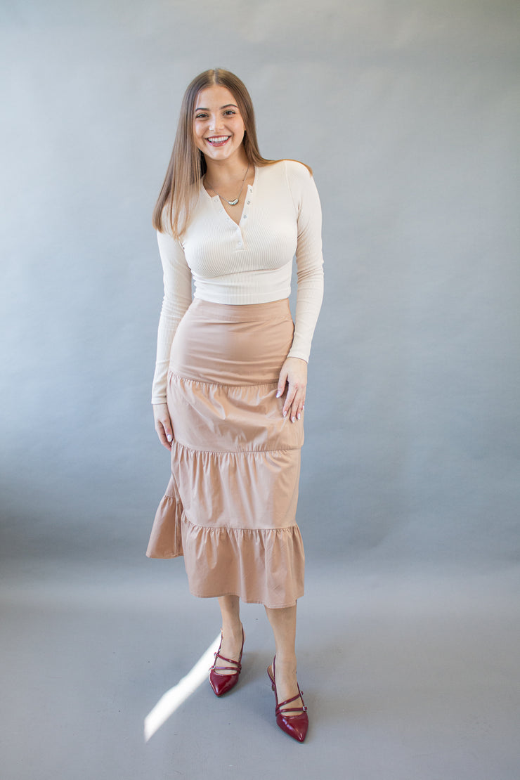 Brinley Tiered Skirt Taupe