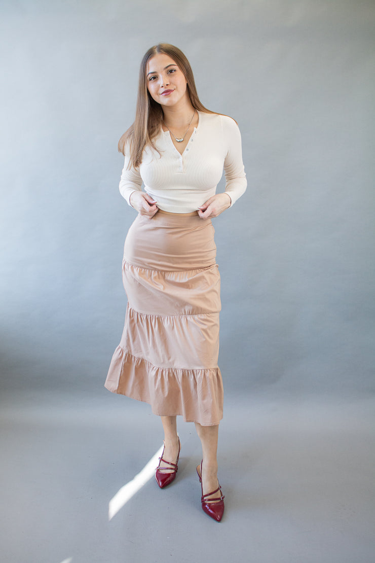 Brinley Tiered Skirt Taupe