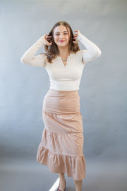 Brinley Tiered Skirt Taupe