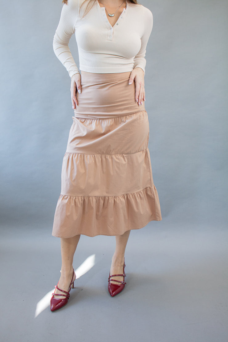 Brinley Tiered Skirt Taupe