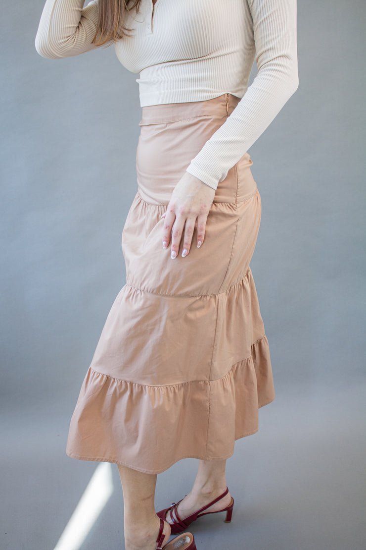 Brinley Tiered Skirt Taupe