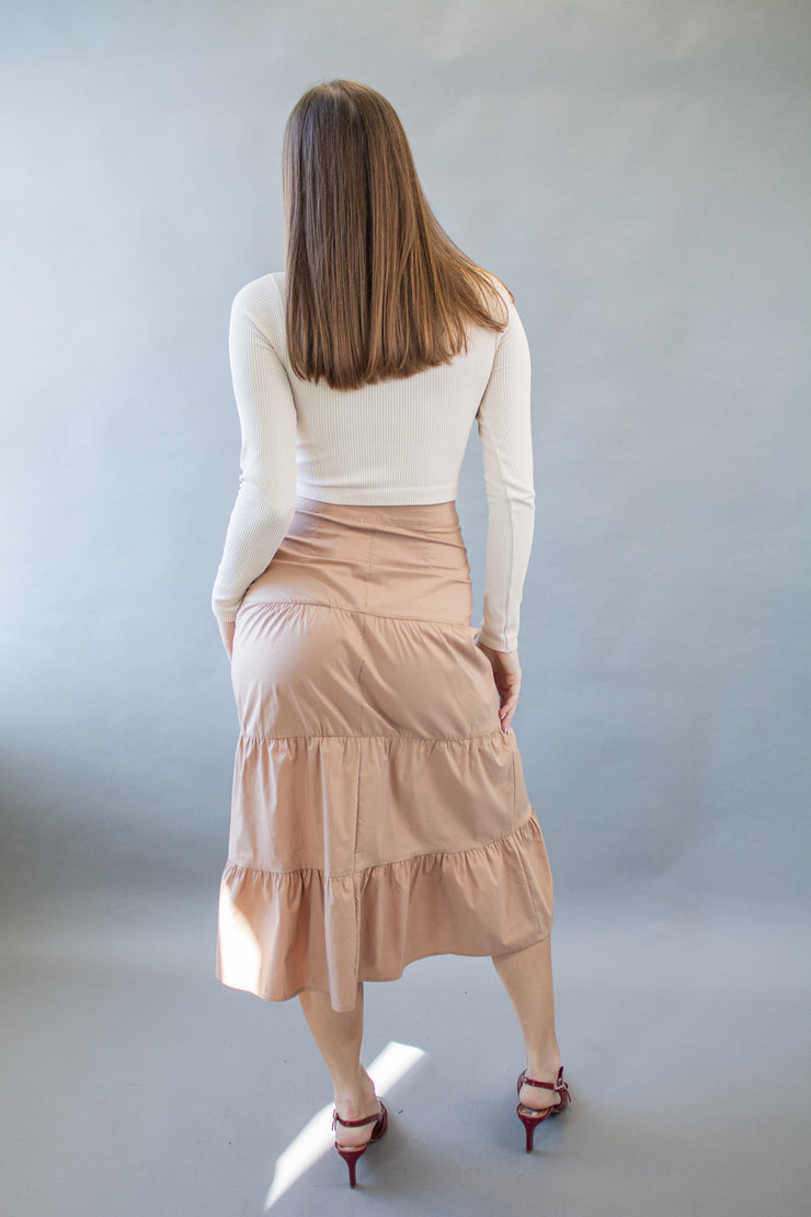 Brinley Tiered Skirt Taupe