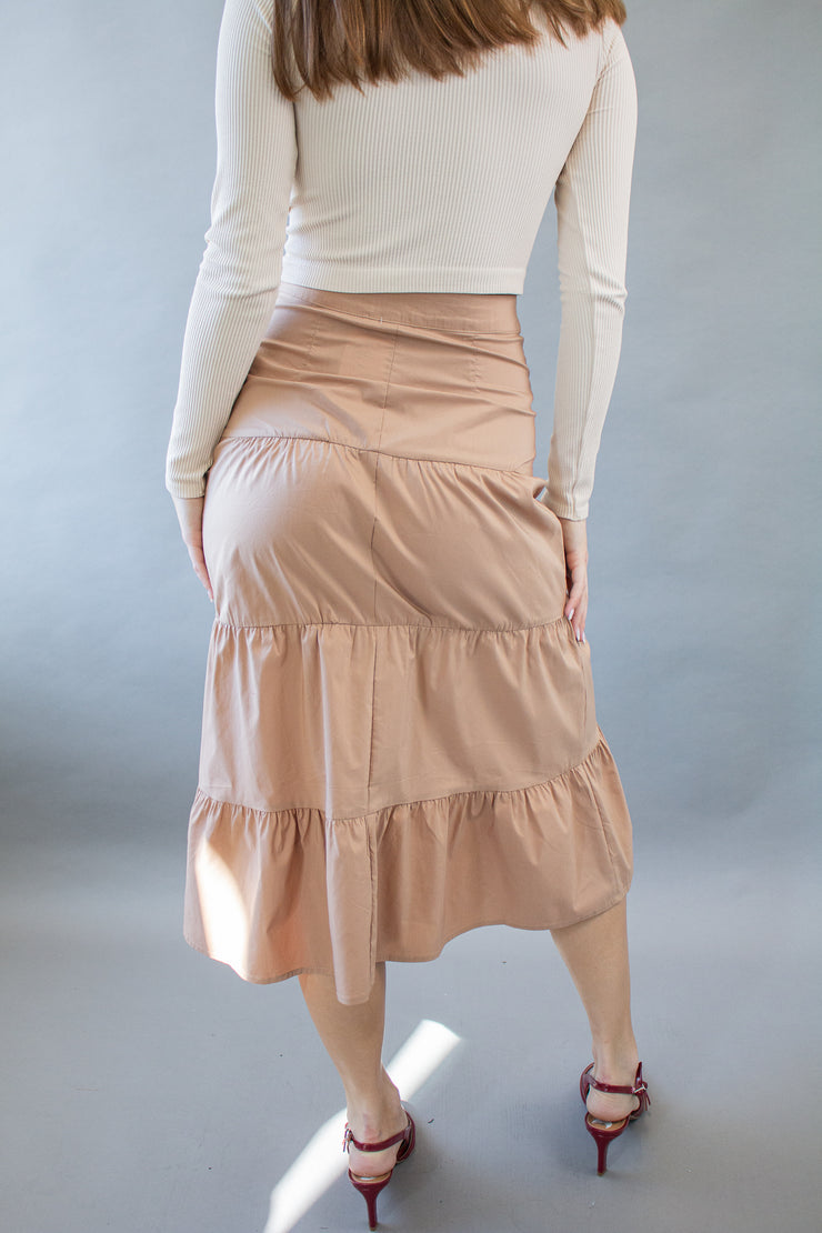 Brinley Tiered Skirt Taupe