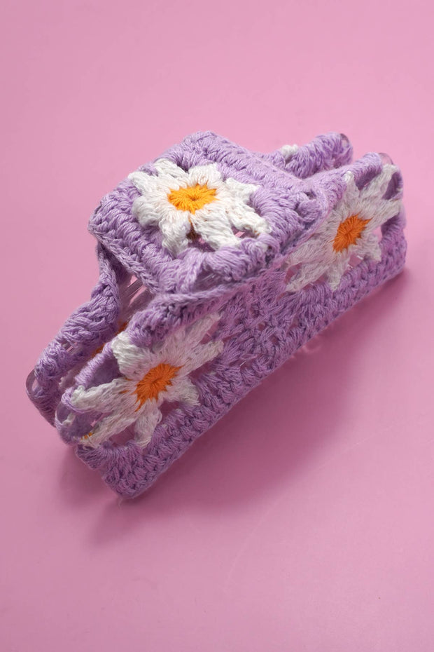 JUMBO CROCHET FLORAL HAIR CLAW CLIPS