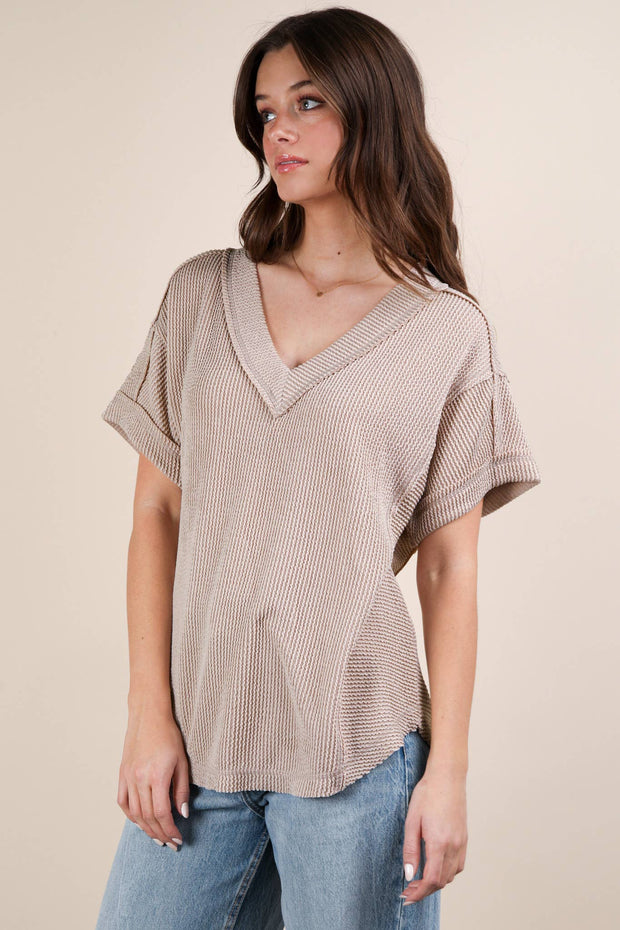 Paula Ribbed Short Sleeve Top