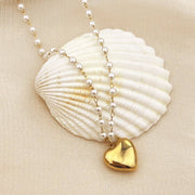 18K GP Pearl Heart Necklace