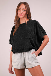 NT11429-Mineral Washed Oversized Crop Comfy Knit Top: TAUPE / S-M-L/2-2-2