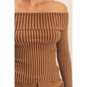 Margeri Ribbed Off Shoulder Top
