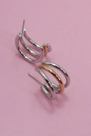 18K SS Mixed Metal Huggie