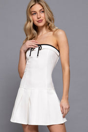 Pretty Pleats Ribbon Tube Dress