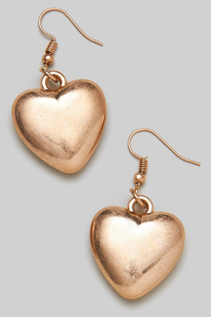 Puffy Heart Dangle Earrings