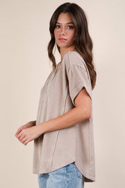 Paula Ribbed Short Sleeve Top