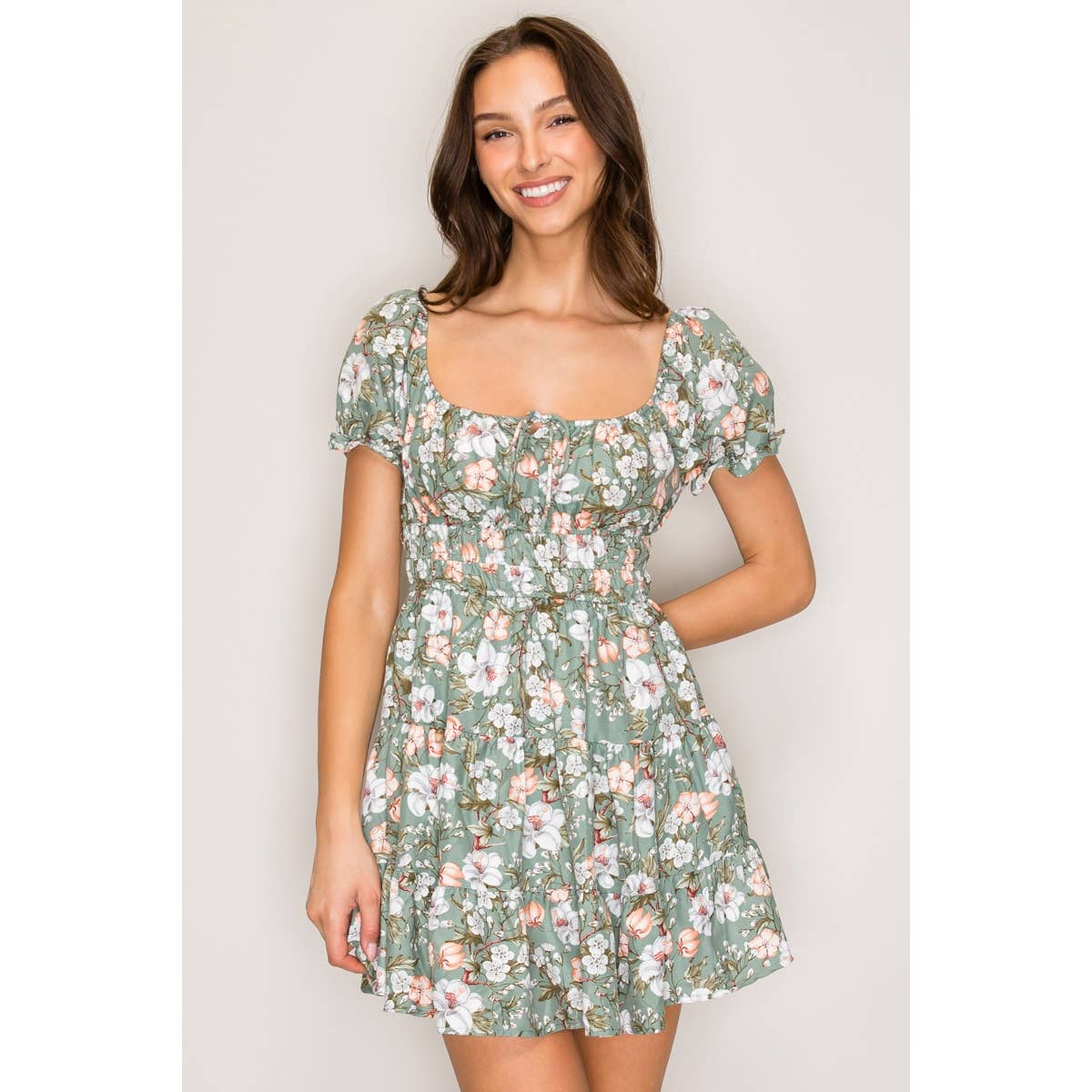 Brinley Puff Sleeve Peasant Mini Dress Shellsea Brinley Puff Sleeve Peasant Mini Dress Shellsea