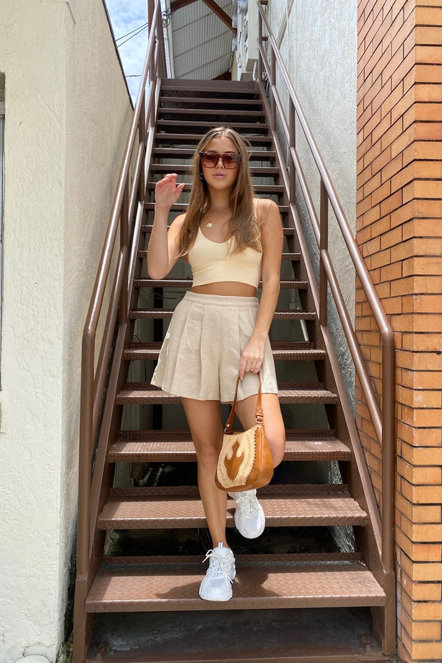 Carissa Ribbed Crop Top Light Peach