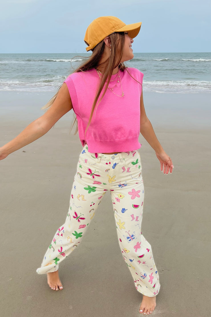 Eden Knit Vest Tank Pink