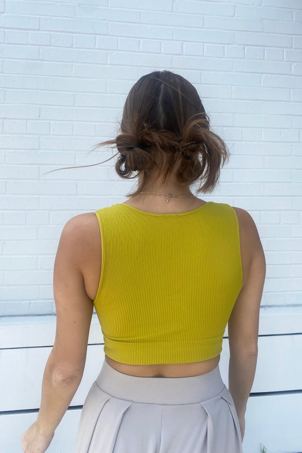 Carissa Ribbed Crop Top Citron