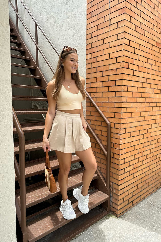 Carissa Ribbed Crop Top Light Peach
