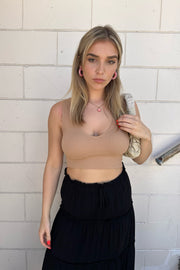 Carissa Ribbed Crop Top Taupe