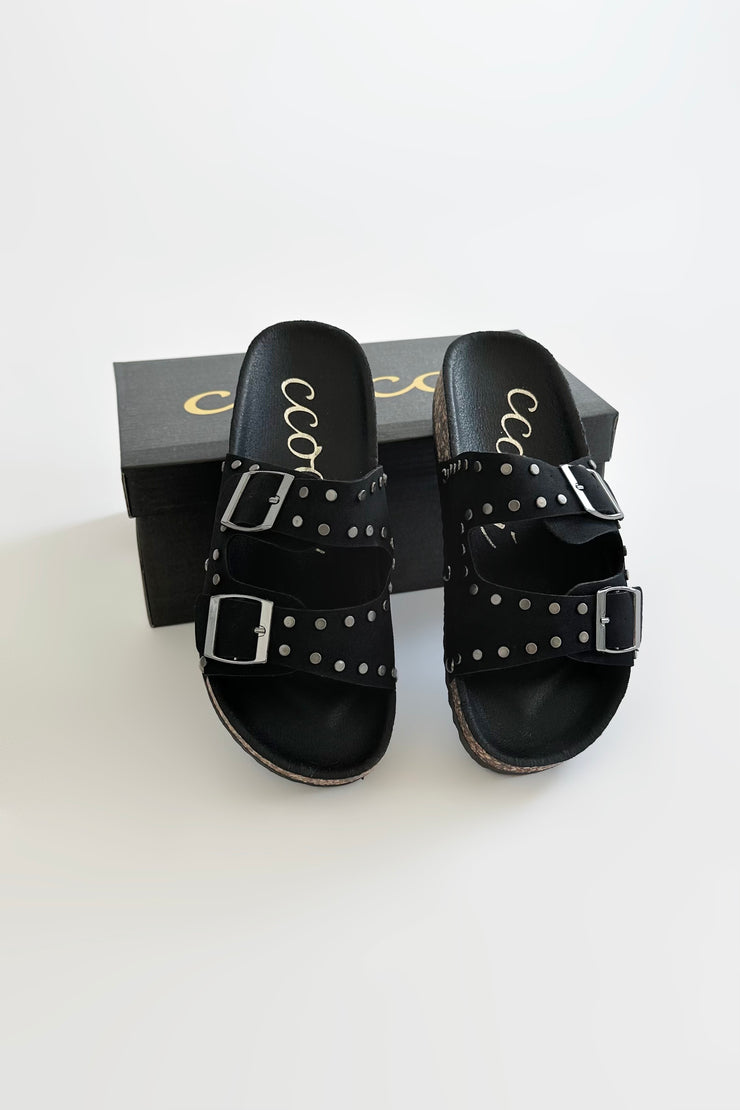 Black studded birkenstocks sales