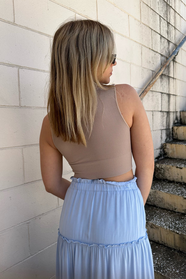 Carissa Ribbed Crop Top Almond