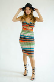 Bridgette Stripe Cutout Midi Dress