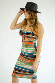 Bridgette Stripe Cutout Midi Dress