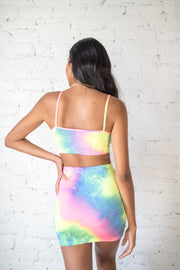 Pretty Lies Tie Dye Mini Skirt Blue