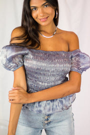 New Sheers Eve Peplum Top Silver