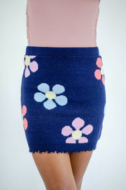 Flower Time Is Now Skirt Navy