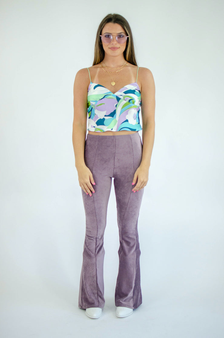 Elyssa Suede Bell Bottoms Lilac