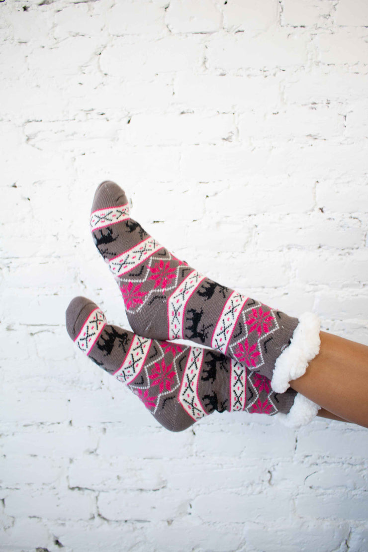 Reindeer Snow Christmas Socks