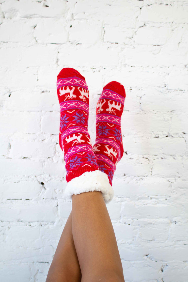 Reindeer Snow Christmas Socks