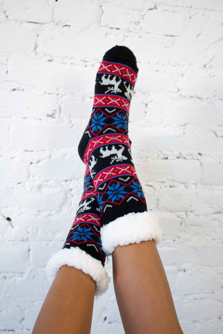 Reindeer Snow Christmas Socks