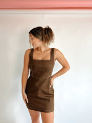 Braya Cotton Contrast Dress Chocolate