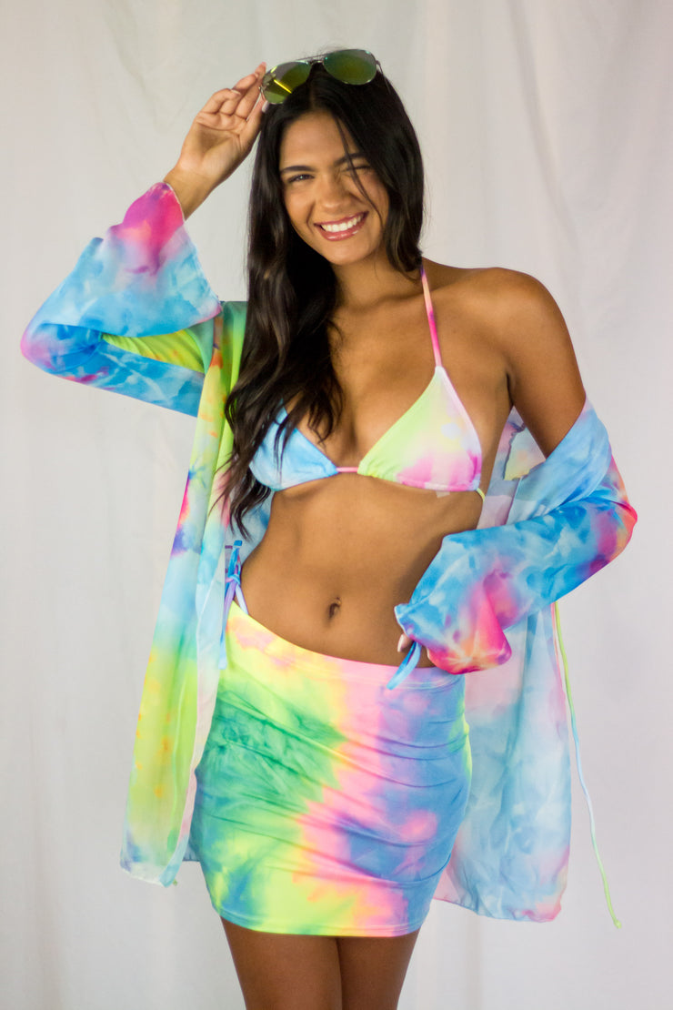 Pretty Lies Tie Dye Mini Skirt Blue