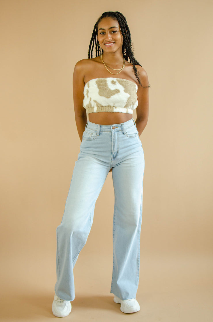 Jelani Cow Print Tube Top